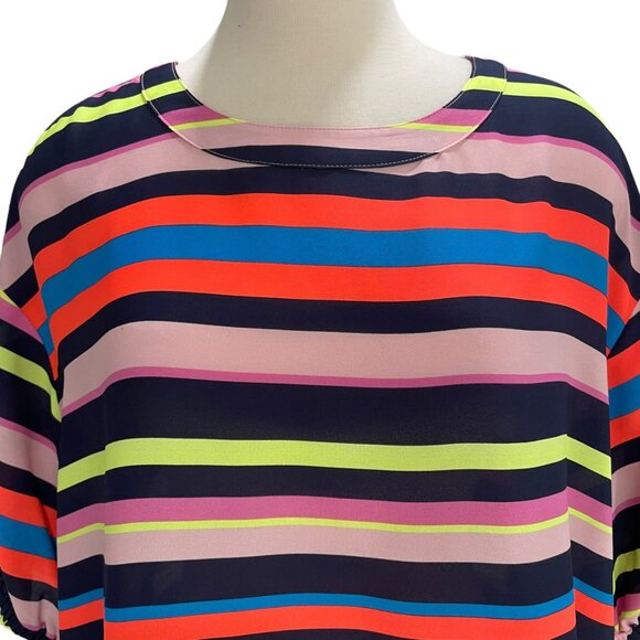 Project Runway XS Multicolor Striped Blouse Oversized Casual Bold Retro Eclectic - Picture 8 of 9